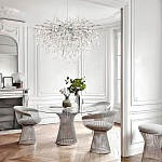 Люстра подвесная с прозрачными стеклянными подвесками в форме капель Диаметр 100 см Droplet Chandelier варинант исполнения - 21 | Loft Concept в Казани