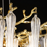 Люстра золотого цвета с декоративными ветками и длинными прозрачными стеклянными подвесами в форме сосулек Droplet Chandelier варинант исполнения - 6 | Loft Concept в Казани