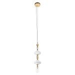 Подвесной светильник с белыми фигурными стеклянными элементами и бронзовыми вставками Высота 100 см Gabriel Scott Luna варинант исполнения - 4 | Loft Concept в Казани