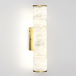 Бра с цилиндрическим плафоном из белого алебастра на прямоугольном основании Латунь Cryptocrystalline Stone варинант исполнения - 1 | Loft Concept в Казани