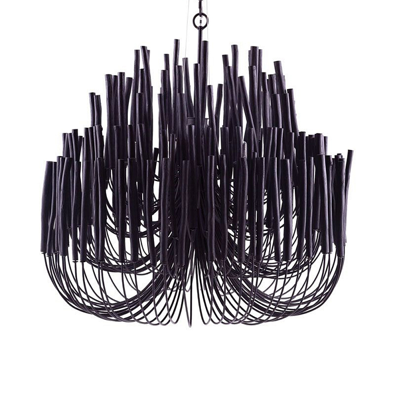 Люстра черная с несколькими ярусами деревянных палочек Bright Wooden Chandelier Черный Люстра черная с несколькими ярусами деревянных палочек Bright Wooden Chandelier Черный в Казани | Loft Concept