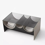 Дизайнерский журнальный стол с полукруглыми полками под столешницей Tiwoberoc варинант исполнения - 1 | Loft Concept в Казани