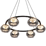 Люстра с круглыми плафонами из дымчато-серого стекла  IONA Grey Glass Chandelier 6 варинант исполнения - 1 | Loft Concept в Казани