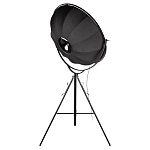 Торшер в виде прожектора с круглым тканевым абажуром на треноге черного цвета Radiance Éclat варинант исполнения - 4 | Loft Concept в Казани
