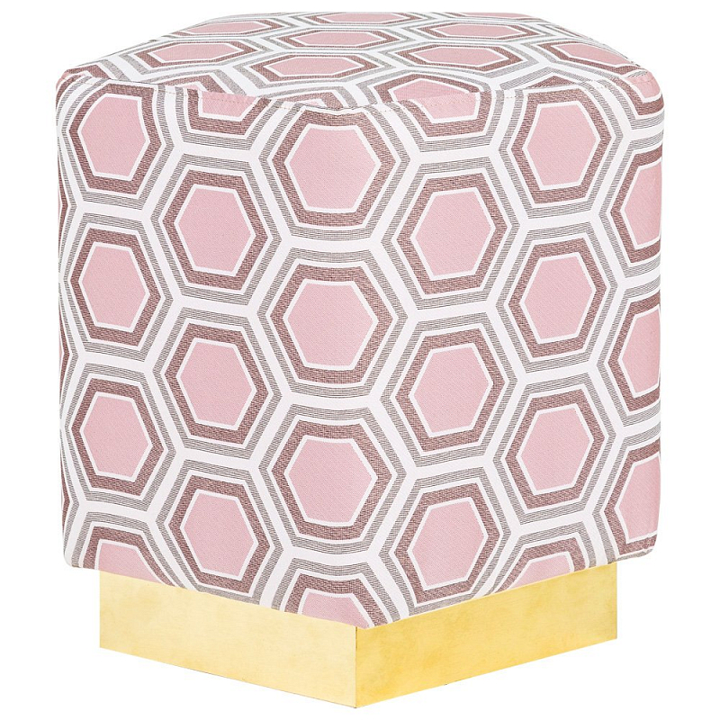 Пуф Hexagon Pink Geometry Латунь Розовый пастельный Белый в Казани | Loft Concept 
