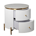 Тумбочка белая круглая с мраморной столешницей Thoroughbass варинант исполнения - 5 | Loft Concept в Казани