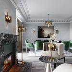 Бра с изогнутым плафоном на бронзовом основании с вертикальным декором из металлических трубок Sohne варинант исполнения - 2 | Loft Concept в Казани