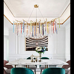 Люстра на подвесе с каркасом из металла и цветными подвесками из стекла Droplet Chandelier варинант исполнения - 4 | Loft Concept в Казани