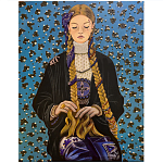 Панно ручная вышивка бисером Портрет девушки в голубых тонах варинант исполнения - 1 | Loft Concept в Казани