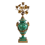 Подсвечник из фарфора с бронзовыми цветочными элементами Malachite Candlestick варинант исполнения - 1 | Loft Concept в Казани