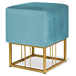 Пуф квадратный голубой велюр на золотом металлическом основании Celeste Blue варинант исполнения - 1 | Loft Concept в Казани