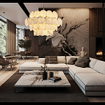 Люстра четырехъярусная с подвесками в форме дисков Cryptocrystalline Stone варинант исполнения - 5 | Loft Concept в Казани