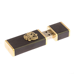 Флешка на 16 гб с декоративной металлической вставкой Герба РФ из натурального камня Обсидиан Черный Stone Flash Drive варинант исполнения - 3 | Loft Concept в Казани