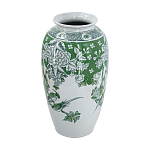 Ваза высокая с зелеными цветочными и птичьими мотивами Vase Inspired by Nature варинант исполнения - 2 | Loft Concept в Казани