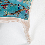 Банкетка из массива бука с цветочным принтом Turquoise Beige Chinoiserie Garden Banquette варинант исполнения - 3 | Loft Concept в Казани