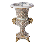 Ваза с овнами из фарфора с бронзовыми элементами Bronze Aries варинант исполнения - 1 | Loft Concept в Казани