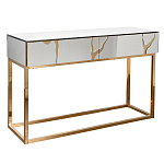 Консоль с ящиками зеркальная с золотым декором Gold Painted Mirror Console варинант исполнения - 1 | Loft Concept в Казани
