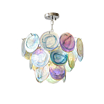 Люстра с каскадом из круглых разноцветных стеклянных дисков Mother of Pearl Iridescence варинант исполнения - 3 | Loft Concept в Казани