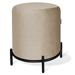 Банкетка круглая бежевый велюр на 4-х металлических ножках черного цвета SANJAY варинант исполнения - 1 | Loft Concept в Казани