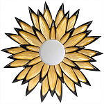 Зеркало-солнце в раме золотого и черного цвета Rays of Peace варинант исполнения - 1 | Loft Concept в Казани