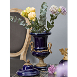 Ваза темно-синего цвета из фарфора с бронзовыми ручками в виде змей Высота 39 см Eden Garden porcelain and bronze варинант исполнения - 1 | Loft Concept в Казани