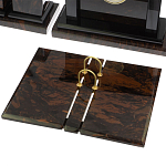 Настольный письменный набор с часами из природного камня обсидиана  Gift for Manager варинант исполнения - 3 | Loft Concept в Казани