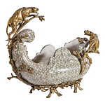 Чаша для фруктов из фарфора бронзовыми фигурками леопардов Eden Garden варинант исполнения - 2 | Loft Concept в Казани