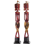 Комплект из 2-х деревянных статуэток Asmat Tall Red Statuettes варинант исполнения - 1 | Loft Concept в Казани