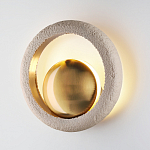 Бра с бежевым текстурным кольцом и латунным шаром в центре Tactile  варинант исполнения - 3 | Loft Concept в Казани