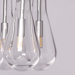 Люстра с 9-ю прозрачными плафонами из стекла в форме капли на прямоугольном потолочном основании цвета хром Lucid Rain  варинант исполнения - 8 | Loft Concept в Казани