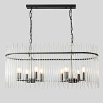 Люстра подвесная овальная со стеклянными прозрачными трубками и металлическим каркасом черного цвета Nembus варинант исполнения - 1 | Loft Concept в Казани