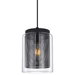 Подвесной светильник с сетчатым металлическим плафоном цилиндрической формы черный Metal Mesh варинант исполнения - 1 | Loft Concept в Казани