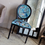 Стул из массива бука бирюзовый с изображением птиц в саду Turquoise Chinoiserie Bird Chair варинант исполнения - 5 | Loft Concept в Казани
