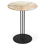 Стол журнальный круглый с бежевой столешницей из стекла Beige Marble варинант исполнения - 1 | Loft Concept в Казани