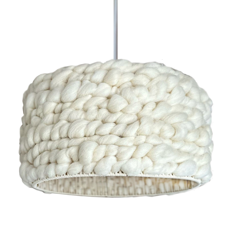 Вязаный шерстяной светильник Knitted wool lamp Cylinder Молочный Вязаный шерстяной светильник Knitted wool lamp Cylinder Молочный в Казани | Loft Concept