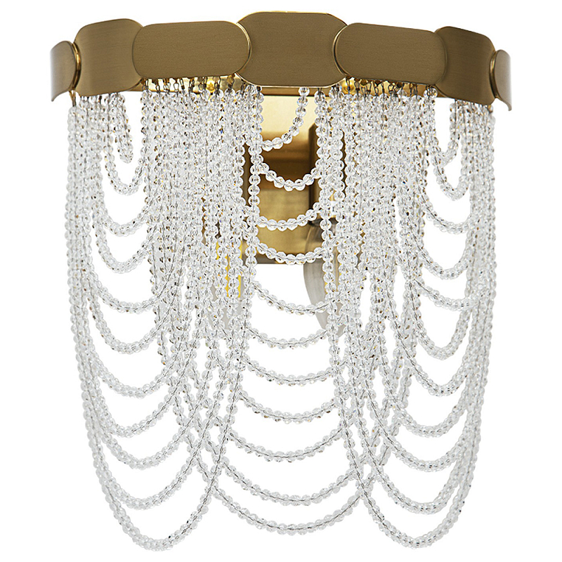 Бра с хрустальными подвесками Riche Crystal Metal Wall Lamp Латунь Прозрачный Бра с хрустальными подвесками Riche Crystal Metal Wall Lamp Латунь Прозрачный в Казани | Loft Concept