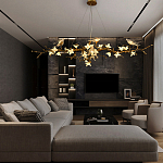 Люстра в виде золотой ветки с цветами и птичками Marvelous Garden варинант исполнения - 1 | Loft Concept в Казани