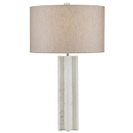 Настольная лампа мраморная с тканевым цилиндрическим абажуром Sharpened варинант исполнения - 3 | Loft Concept в Казани