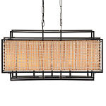 Люстра прямоугольной формы с чёрным каркасом и вставкой из плетеного материала Cage for Light варинант исполнения - 1 | Loft Concept в Казани