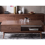 Кофейный стол из дерева с ящиком и нишей для хранения Coffee Walnut Table варинант исполнения - 1 | Loft Concept в Казани