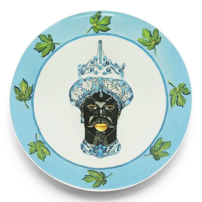Тарелка Abhika PLATE MORO HEAD D 28,5 Голубой Зеленый Тарелка Abhika PLATE MORO HEAD D 28,5 Голубой Зеленый в Казани | Loft Concept