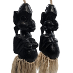 Комплект из 2-х деревянных статуэток Asmat Straw Headdress Statuettes Black варинант исполнения - 3 | Loft Concept в Казани