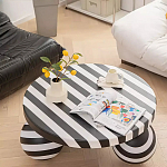 Дизайнерский журнальный стол круглый в чёрно-белую полоску Mypel варинант исполнения - 1 | Loft Concept в Казани