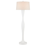 Торшер белый с тканевым абажуром на деревянном основании Graceful Silhouette варинант исполнения - 3 | Loft Concept в Казани