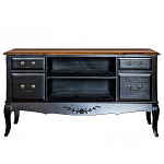 ТВ-тумба черная из массива березы с 4-мя ящиками и 2-мя полками в стиле прованс Vintage  варинант исполнения - 1 | Loft Concept в Казани