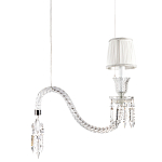 Подвесной светильник с белым текстильным абажуром и изогнутым хрустальным основанием с подвесками Lustre Reverie варинант исполнения - 1 | Loft Concept в Казани