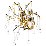 Бра в форме ветвей деревьев золотого цвета с прозрачными подвесками-каплями Droplet Bra варинант исполнения - 1 | Loft Concept в Казани