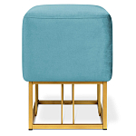 Пуф квадратный голубой велюр на золотом металлическом основании Celeste Blue варинант исполнения - 2 | Loft Concept в Казани