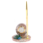 Часы настольные с шариковой металлической ручкой из натурального камня Stone Clock варинант исполнения - 7 | Loft Concept в Казани