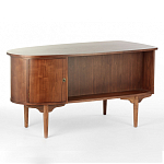 Дизайнерский письменный стол округлой формы с 4-мя ящиками и дверкой с полочками Rili варинант исполнения - 1 | Loft Concept в Казани